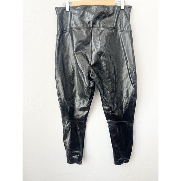 SPANX Shape Faux Leather Patent High Rise Leggings Black  Slimming Size 1X - Picture 7 of 9